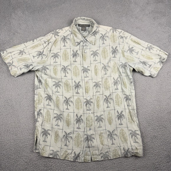 Tori Richard Other - Tori Richard Shirt Mens LargeGreen Silk Palm Tree Hawaiian Button Up Aloha